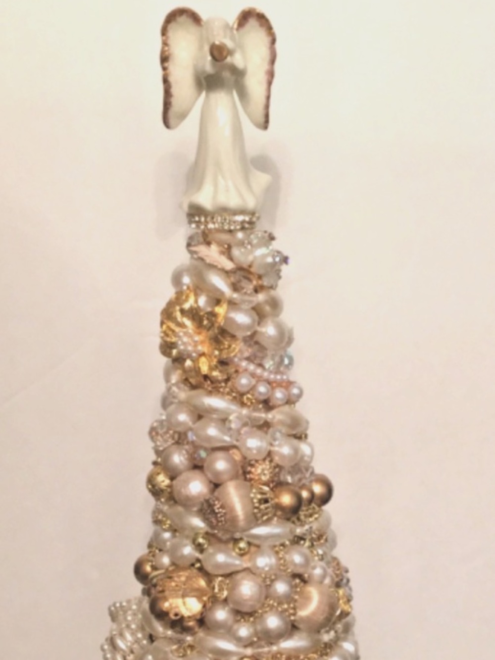 AMAZING VNTG JEWELRY CHRISTMAS TREE "JOY TO THE WORLD" LENOX ANGEL HANDMADE 14"